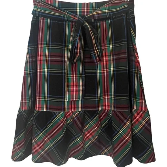 J. CREW Stewart Front Sash Bow Tartan Plaid Skirt Size 14 - Picture 3 of 5